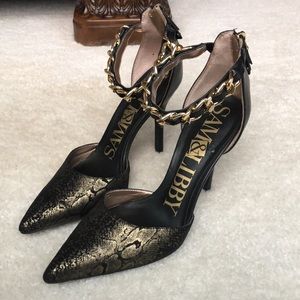 ❤️NWOT❤️ SAM & LIBBY CHAIN ANKLE STRAP HEELS ~ 9